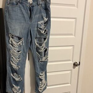 Fashion Nova Ripped Blue Boyfriend Jeans